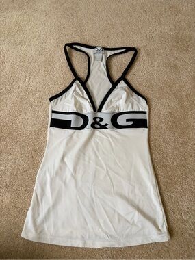 D&G underwear White & Black Racerback Logo Tank Top